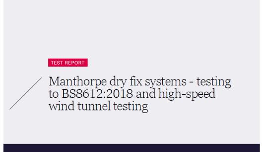BRE Report P127035-1001 - Manthorpe GPPV-TLE Dry Fix Testing to BS 8612 & High Speed Wind Testing