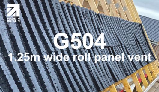 Black, double with roll panel ventilator rolled out over the full length of the eaves