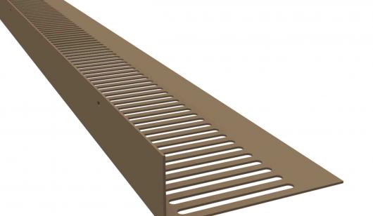 Brown, continuous soffit vent strip