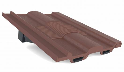 Antique Red, PVCu in-line castellated (with grooves on upper face) tile vent