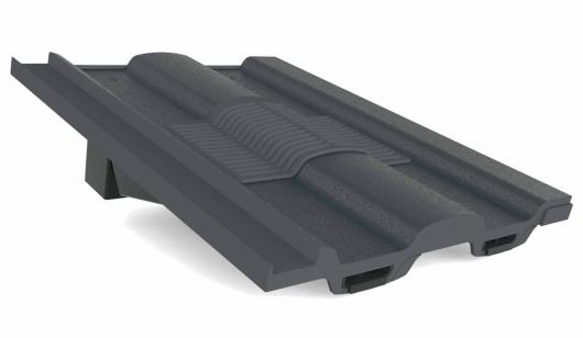 Slate Grey, PVCu in-line castellated (with grooves on upper face) tile vent