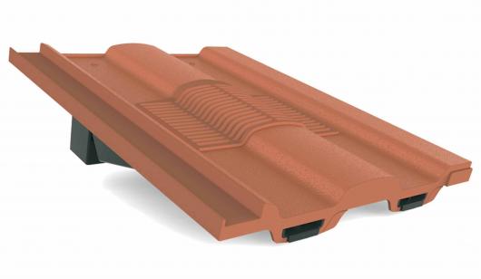 Terracotta, PVCu in-line castellated (with grooves on upper face) tile vent