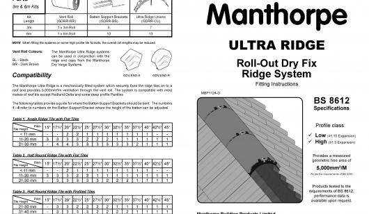 Fittings instructions for the ULTRA Ridge Roll-Out Dry Fix Ridge System