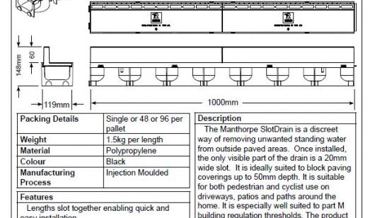 GPDST-1000 Slot Drain Product Information Sheet 