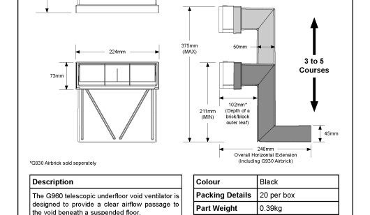 G960 Telescopic Underfloor Vent Datasheet