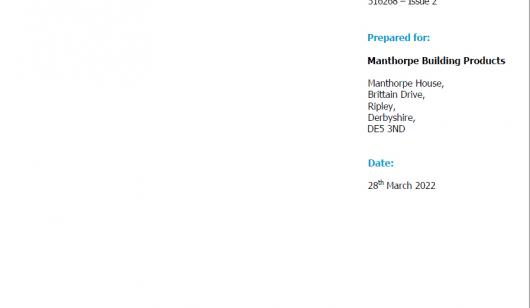 Manthorpe Fire Rated Loft & Access Door - WarringtonFire Assessment Report 516268