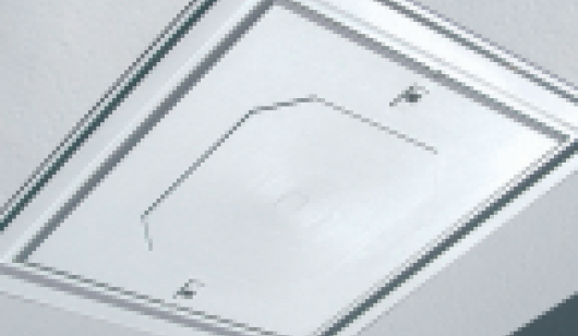 White push-up loft hatch installed in a white painted ceiling