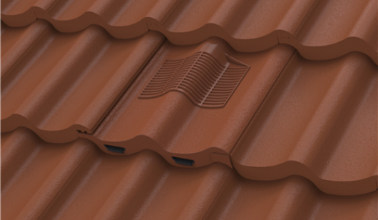 Terracotta Double Pantile tile vent installed as part of a terracotta roof covering