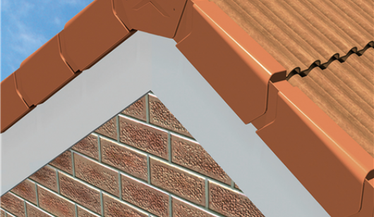 Manthorpe installed left and right handed terracotta dry fix PVCu verge system