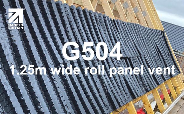 Black, double with roll panel ventilator rolled out over the full length of the eaves