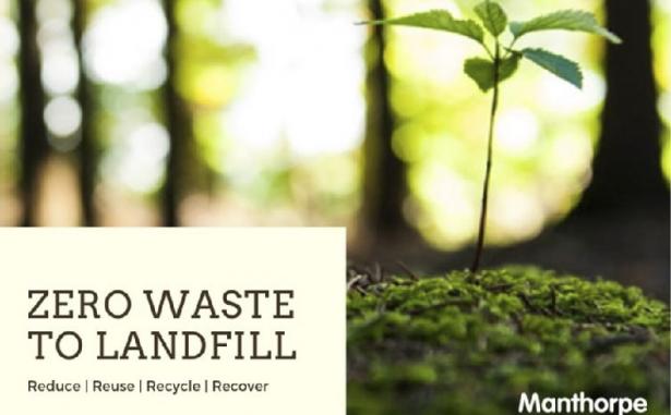 Green shoot growing on forest floor with the caption zero waste to landfill