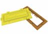 Polypropylene air brick flood defence with yellow push fit cover and terracotta frame